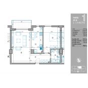 Apartamentul 1 - 2 camere, 75.3 mp (59.3)